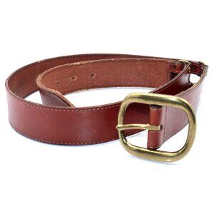 Fossil Genuine Leather Brown Belt Brass Buckle Dark Academia Vintage Aesthetic